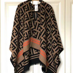 New w/ 💞 FENDI Roma Fall 2024 Reversible Shawl Brushed Poncho Scarf Wrap